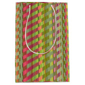 Tonen van roze en groene strepen medium cadeauzakje (Voorkant)