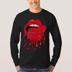 Tong Likken Rode Smeltende Lippen Vintage T-shirt
