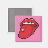 Tong piercing vierkante koelkast magneet (Voorkant / Achterkant)