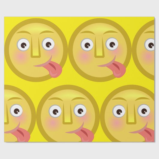 Tong Uit Emoji Grappig Onnozel Gezicht Cadeaupapier (Vlak)