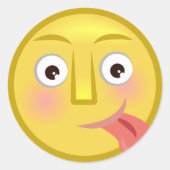 Tong Uit Emoji Grappig Onnozel Gezicht Ronde Sticker (Voorkant)