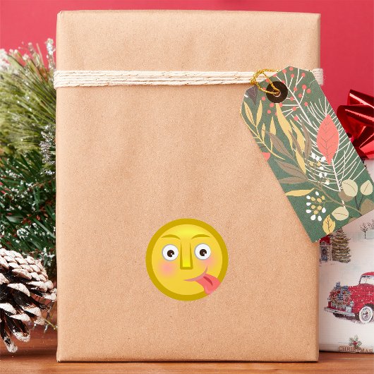 Tong Uit Emoji Grappig Onnozel Gezicht Ronde Sticker