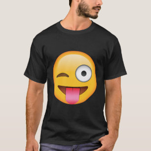 Tong uit Emoji met knipperend oog Lange mouw T SH T-shirt