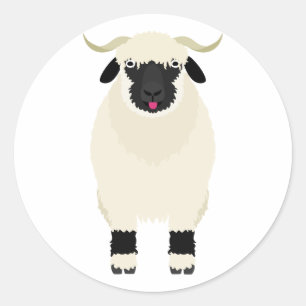 Tong uit Wallis zwarte neus schapen Ronde Sticker