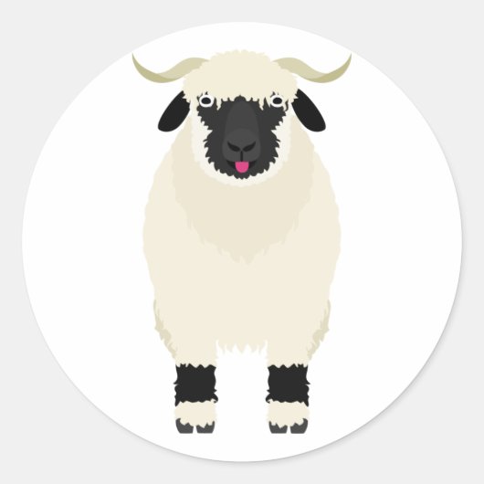 Tong uit Wallis zwarte neus schapen Ronde Sticker (Voorkant)