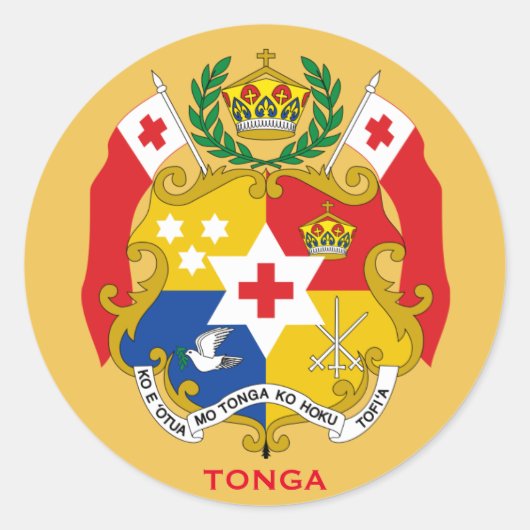 Tonga Crest Ronde Sticker (Voorkant)