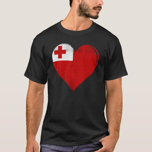  Tonga Flag Hart voor Tongan T-shirt (Voorkant)