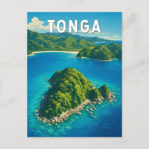 Tonga Illustratie Reis Kunst Vintage Briefkaart