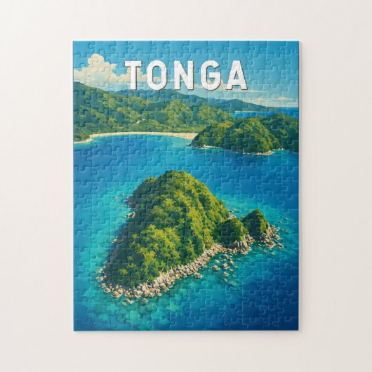 Tonga Illustratie Reis Kunst Vintage Legpuzzel (Verticaal)