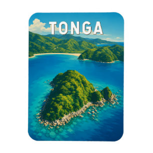Tonga Illustratie Reis Kunst Vintage Magneet