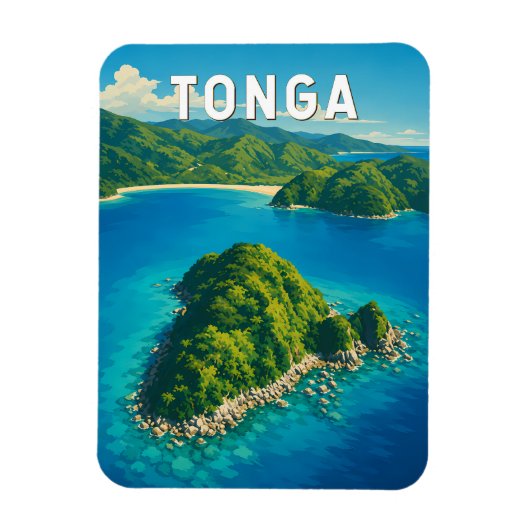 Tonga Illustratie Reis Kunst Vintage Magneet (Verticaal)