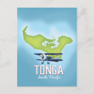 Tonga kaart Vlucht reisposter