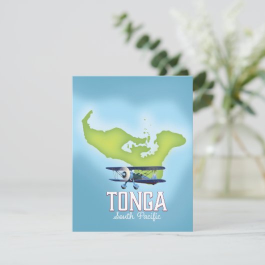 Tonga kaart Vlucht reisposter (Staand voorkant)