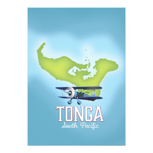 Tonga kaart Vlucht reisposter Foto Afdruk (Voorkant)
