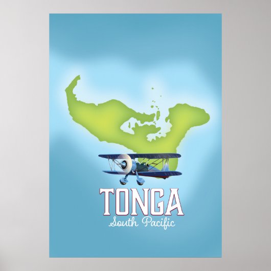 Tonga kaart vlucht reisposter poster (Voorkant)