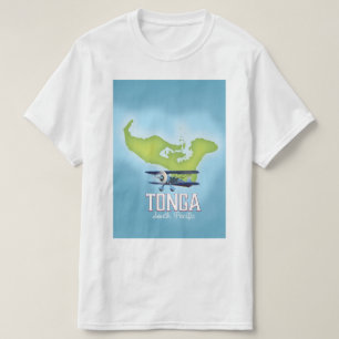 Tonga kaart Vlucht reisposter T-shirt