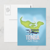 Tonga Map-vliegposter Briefkaart (Voorkant / Achterkant)