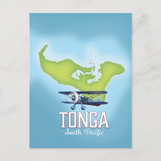 Tonga Map-vliegposter Briefkaart (Voorkant)