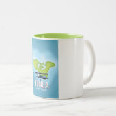 Tonga Map-vliegposter Tweekleurige Koffiemok (Voorkant rechts)