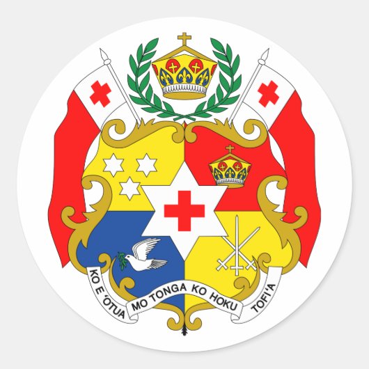 Tonga officieel wapen heraldiek symbool ronde sticker (Voorkant)
