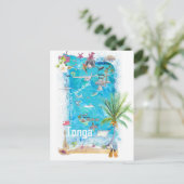 Tonga Polynesia geïllustreerde reiskaart Briefkaart (Staand voorkant)