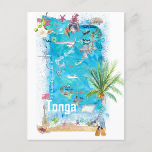 Tonga Polynesië geïllustreerde reisgids  Briefkaart