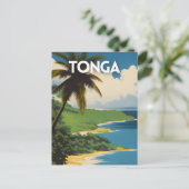 Tonga Retro Travel Poster Briefkaart (Staand voorkant)