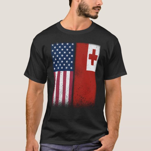 Tonga Tongan American Flags Proud USA Tonga T-shirt (Voorkant)