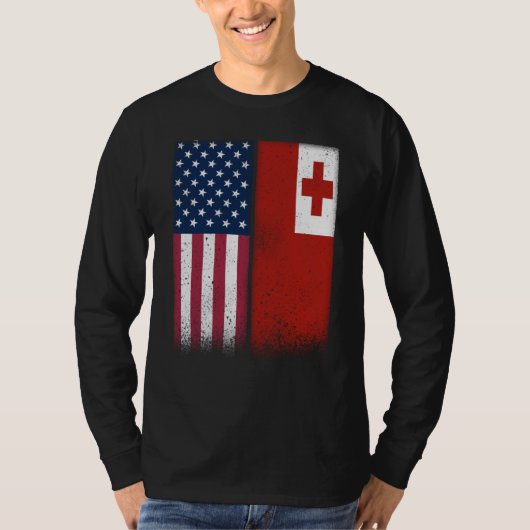 Tonga Tongan American Flags Proud USA Tonga T-shirt (Voorkant)