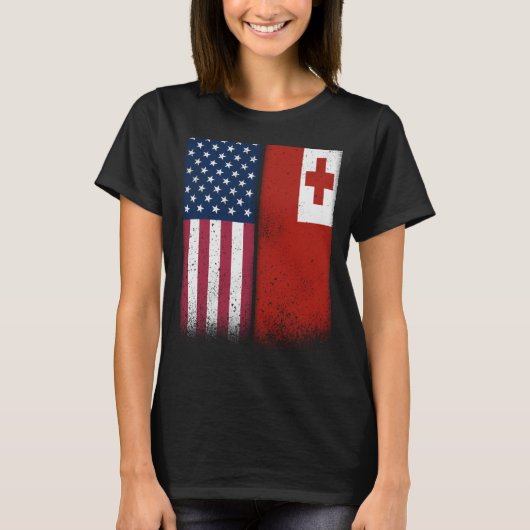 Tonga Tongan Amerikaanse vlaggen Trots USA Tonga T-shirt (Voorkant)