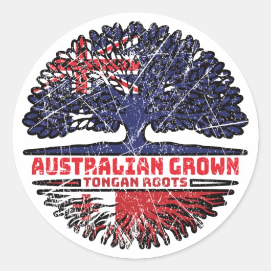 Tonga Tongan Australian Australia Tree Roots Flag Ronde Sticker (Voorkant)