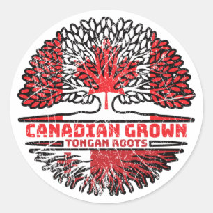 Tonga Tongan Canadian Canada Tree Roots Flag Ronde Sticker