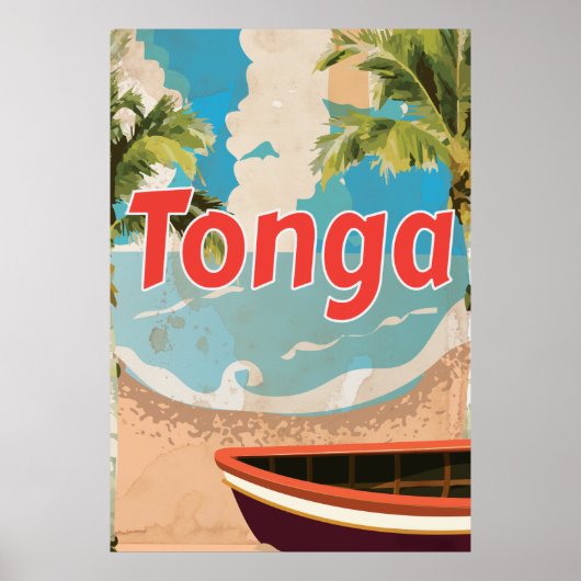 Tonga Vintage vakantieposter Poster (Voorkant)