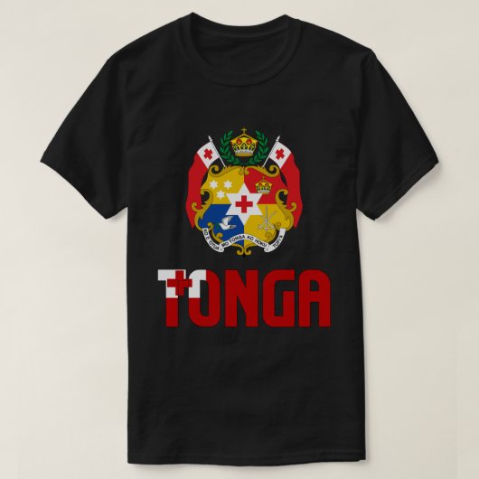 Tonga-vlag en wapenschild t-shirt (Design voorkant)