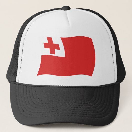 Tonga Vlag Hoed Trucker Pet (Voorkant)