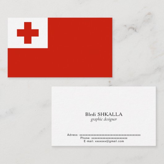 Tonga vlag visitekaartje (Voorkant / Achterkant)
