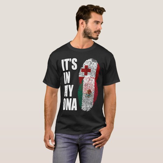 Tongan en Mexicaanse DNA-vlag voor het erfgoed van T-shirt (Voorkant volledig)