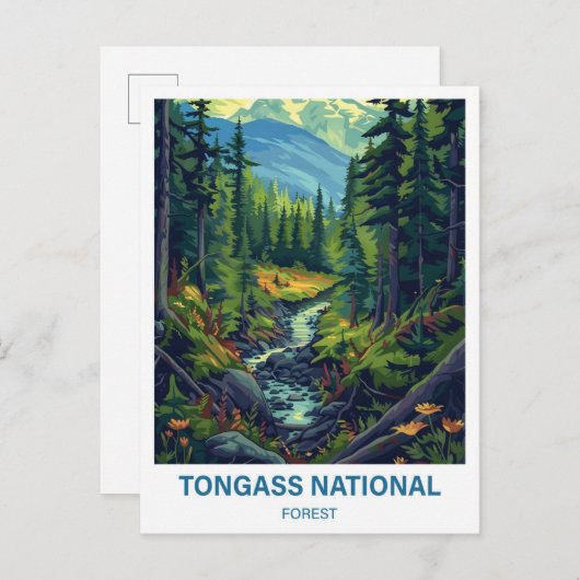 Tongass National Forest Illustratie Reizen Briefkaart (Voorkant / Achterkant)
