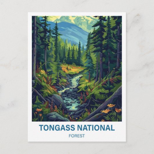 Tongass National Forest Illustratie Reizen Briefkaart (Voorkant)