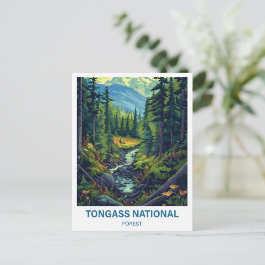 Tongass National Forest Illustratie Reizen Briefkaart (Staand voorkant)