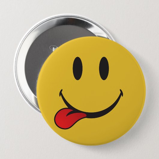 Tongemoji uitsteken ronde button 4,0 cm (Voorkant /achterkant)