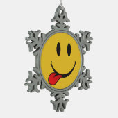 Tongemoji uitsteken tin sneeuwvlok ornament (Links)