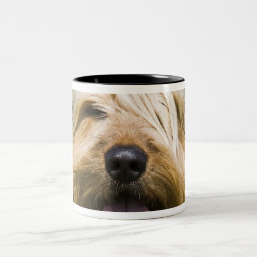 tongen, lange haren, portret tweekleurige koffiemok (Center)