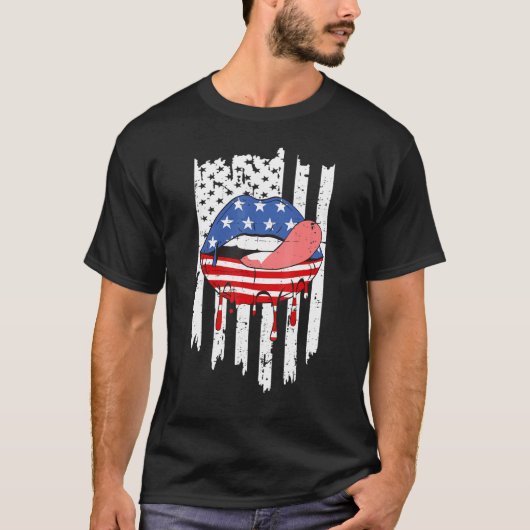 Tongerig Amerikaans vlagpatriotticum 4 ju T-shirt (Voorkant)