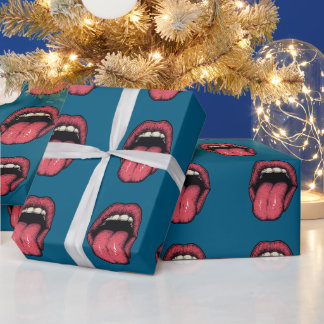 TONGUE LIPS FUNNY WRAPPING PAPER CADEAUPAPIER