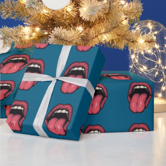 TONGUE LIPS FUNNY WRAPPING PAPER CADEAUPAPIER (Feestdagen)