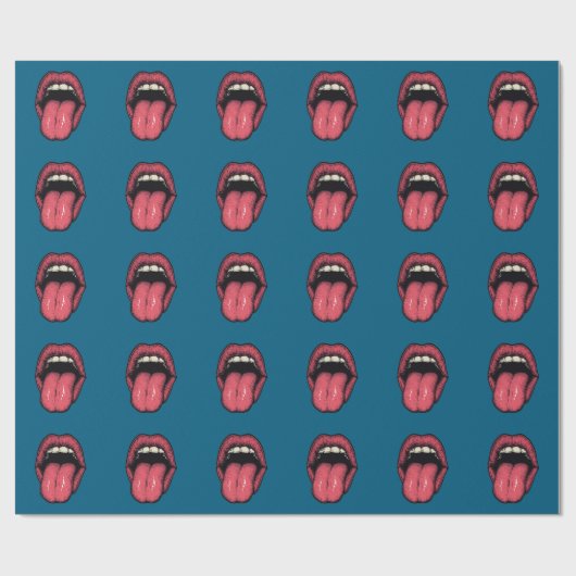 TONGUE LIPS FUNNY WRAPPING PAPER CADEAUPAPIER (Vlak)