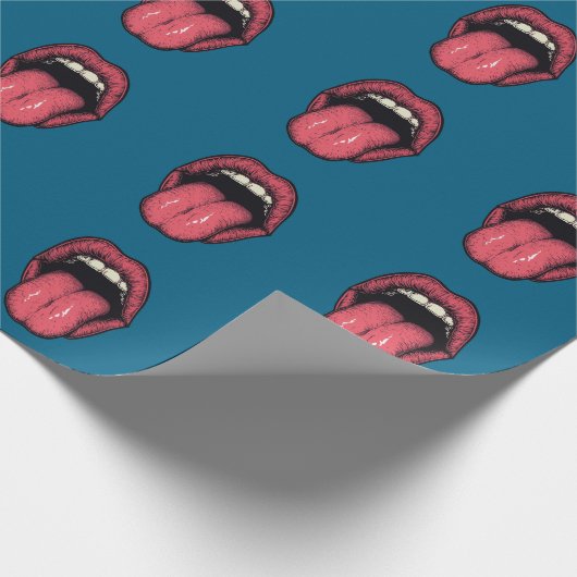 TONGUE LIPS FUNNY WRAPPING PAPER CADEAUPAPIER (Hoek)