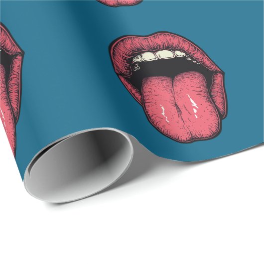 TONGUE LIPS FUNNY WRAPPING PAPER CADEAUPAPIER (Rol Hoek)