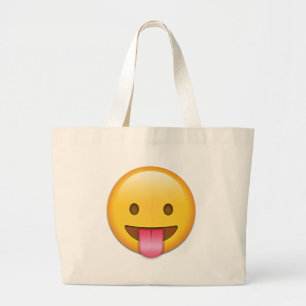 Tongue-out Cheeky Emoji Grote Tote Bag